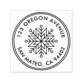 Moderne Snowflake Holiday Round Rücksendeadresse Permastempel (Design)