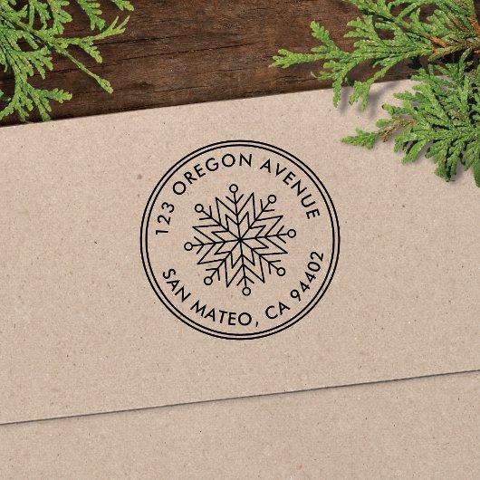 Moderne Snowflake Holiday Round Rücksendeadresse Permastempel