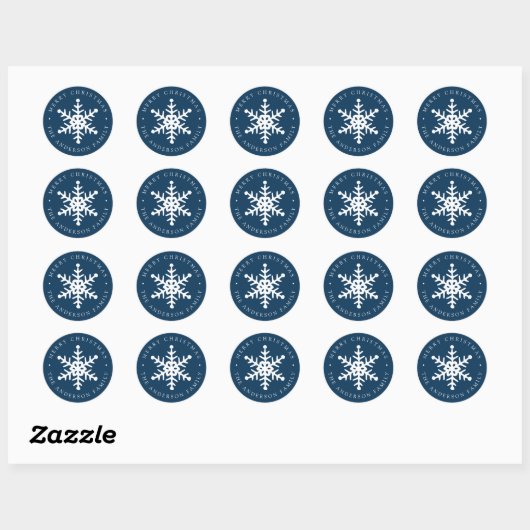 Moderne Snowflake Navy Holiday Sticker (Blatt)
