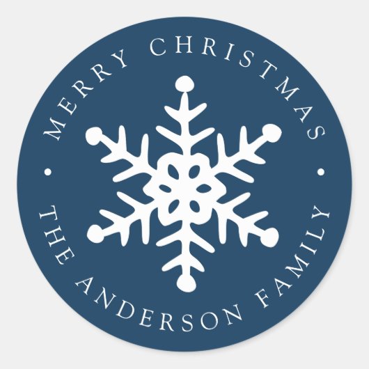 Moderne Snowflake Navy Holiday Sticker (Vorderseite)