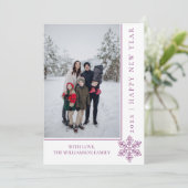 Moderne Snowflake-Neujahrskarte | Magenta Feiertagskarte