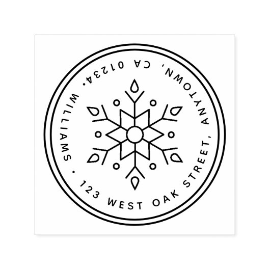 Moderne Snowflake Round-Rücksendeadresse Permastempel (Design)