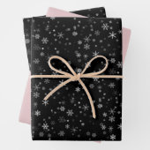 Moderne Snowflake Schwarz Pink Muster Weihnachtsfe Geschenkpapier Set (Beispiel)
