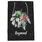 Moderne Snowflake Wasserfarben Blätter Frohe Weihn Mittlere Geschenktüte (Vorderseite)