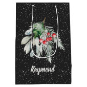 Moderne Snowflake Wasserfarben Blätter Frohe Weihn Mittlere Geschenktüte (Rückseite)