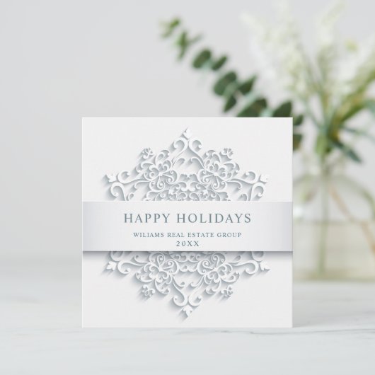 Moderne Snowflake Weihnachten Firmengrüße (Stehend Vorderseite)