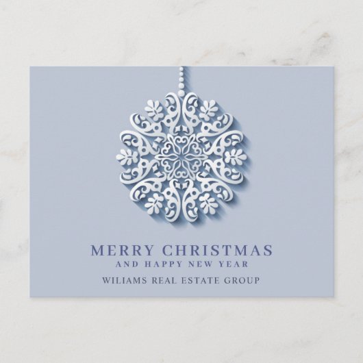 Moderne Snowflake Weihnachten Firmengrüße (Vorderseite)