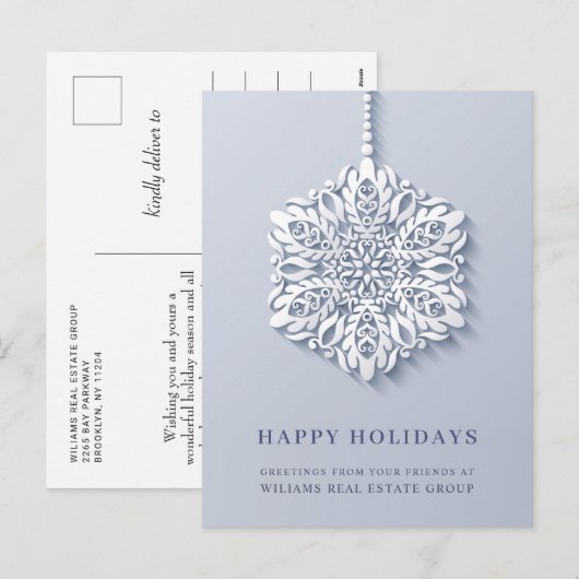 Moderne Snowflake Weihnachten Firmengrüße (Vorne/Hinten)