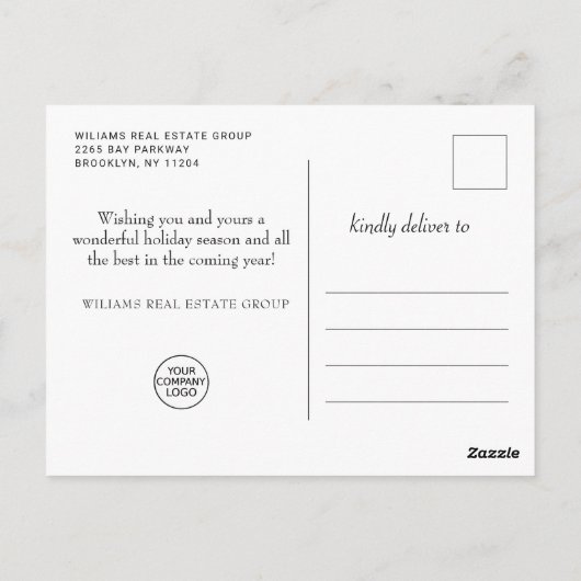 Moderne Snowflake Weihnachten Firmengrüße Postkarte (Rückseite)