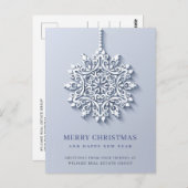 Moderne Snowflake Weihnachten Firmengrüße Postkarte (Vorne/Hinten)