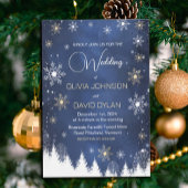 Moderne Snowflake Winter Navy und Gold Wedding Einladung