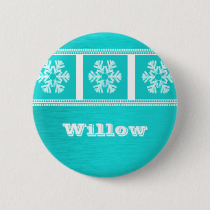 Moderne Snowflakes Holiday Button, Aquamarin Button