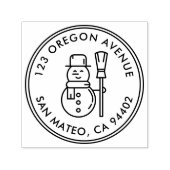 Moderne Snowman Holiday Round Rücksendeadresse Permastempel (Design)