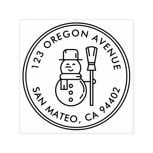 Moderne Snowman Holiday Round Rücksendeadresse Permastempel (Design)