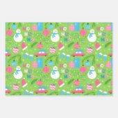 Moderne Snowman- und Pink & Green Weihnachtsdekora Geschenkpapier Set (Vorderseite)