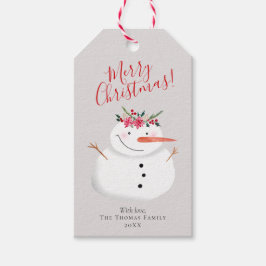 Moderne Snowman Weihnachtskranz und Goldene Famili Geschenkanhänger