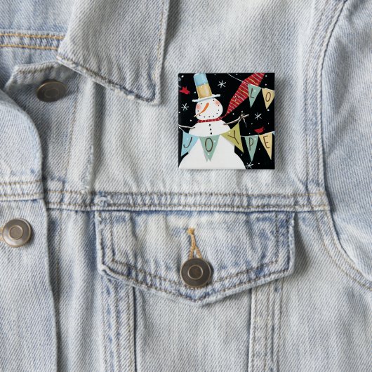 Moderne Snowmen Liebe, Freude, Frieden Button (Beispiel)