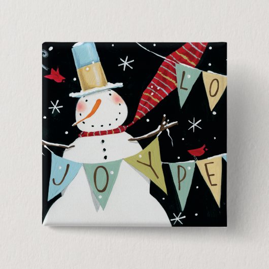 Moderne Snowmen Liebe, Freude, Frieden Button (Vorderseite)