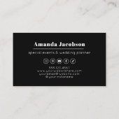 Moderne Social Media Black Elegant Beruflich Visitenkarte (Rückseite)
