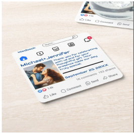 Moderne Social Media Custom Message Gastgeschenk H Rechteckiger Pappuntersetzer