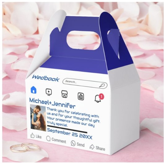 Moderne Social Media Custom Message Wedding Geschenkschachtel