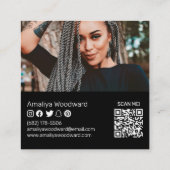 Moderne Social Media fügen Ihr Logo Foto QR Code Quadratische Visitenkarte (Rückseite)