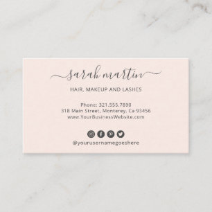 Moderne Social Media Icons Blush Pink Elegante Visitenkarte