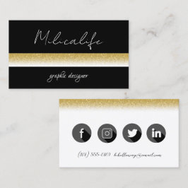 Moderne, Social Media-Visitenkarte für Schwarzes G Visitenkarte