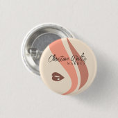 Moderne Soft Peach und Earthy Makeup Artist Simple Button (Vorne & Hinten)