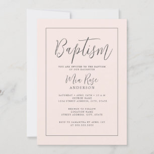 Moderne Soft-Pink Mädchen-Taufe  Einladung