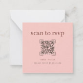 Moderne Soft-Pink-QR-Code-Hochzeit Online-RSVP-Kar Mitteilungskarte (Vorderseite)
