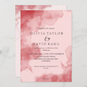 Moderne Soft Watercolor Red Ombre Wedding Einladung (Vorne/Hinten)