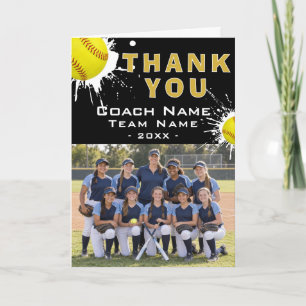 Moderne Softball-Mannschaftsfoto Coach Dankeskarte