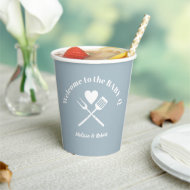 Moderne Solid Blue Boy BABY-Q Baby Shower GRILLEN Pappbecher