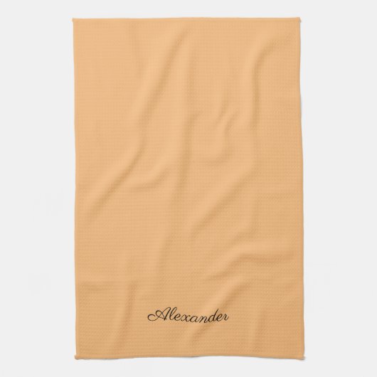 Moderne Solid Farbe Peach Vorlage Schwarzes Script Geschirrtuch (Vertikal)