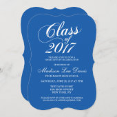 Moderne Solid Royal Blue Abschluss Einladung (Vorne/Hinten)