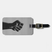 Moderne Solidaritätsfaust im Carbon Fibre-Stil Gepäckanhänger (Vorderseite horizontal)