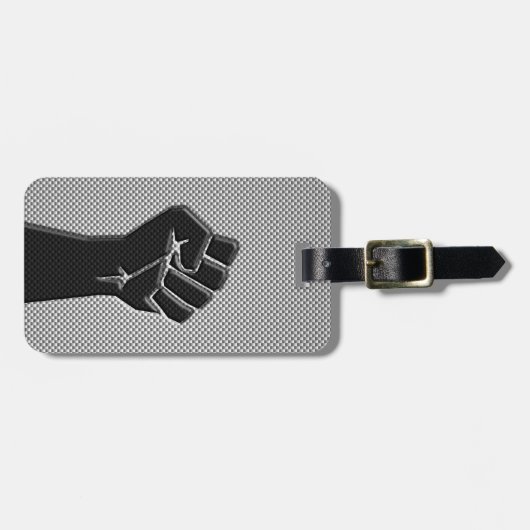 Moderne Solidaritätsfaust im Carbon Fibre-Stil Gepäckanhänger (Vorderseite horizontal)