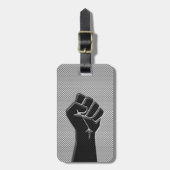 Moderne Solidaritätsfaust im Carbon Fibre-Stil Gepäckanhänger (Vorderseite vertikal)