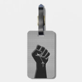 Moderne Solidaritätsfaust im Carbon Fibre-Stil Gepäckanhänger (Rückseite vertikal)