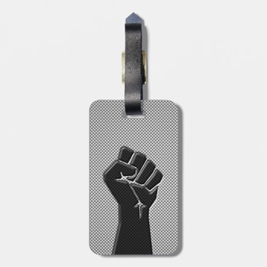 Moderne Solidaritätsfaust im Carbon Fibre-Stil Gepäckanhänger (Rückseite vertikal)