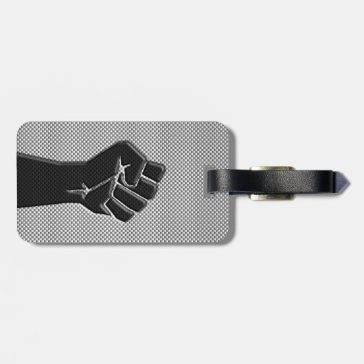 Moderne Solidaritätsfaust im Carbon Fibre-Stil Gepäckanhänger (Rückseite horizontal)