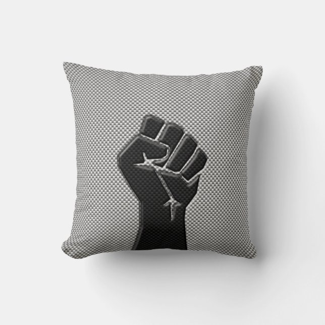 Moderne Solidaritätsfaust im Carbon Fibre-Stil Kissen (Vorderseite)