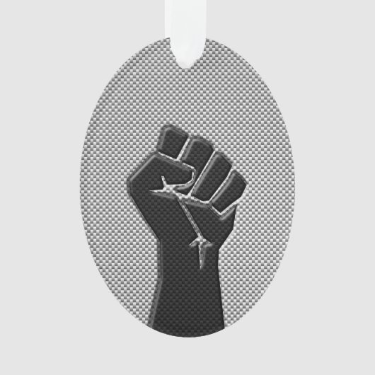 Moderne Solidaritätsfaust im Carbon Fibre-Stil Ornament (Vorderseite)