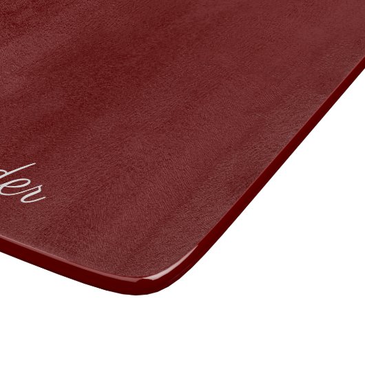 Moderne solide, rote Vorlage, weißes Script Schneidebrett (Ecke)