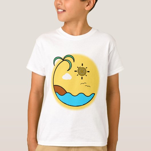 Moderne Sommer Beach Emblem Art T-Shirt (Vorderseite)