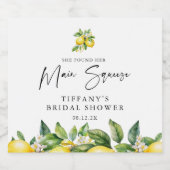 Moderne Sommer Lemon Citrus Bridal Dusche Schaumweinetikett (Einzelnes Label)