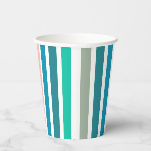 Moderne Sommer-mehrfarbige vertikale Streifen Pappbecher (Rechts)