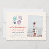 Moderne Sommer-Muschel Geburtstags-Foto Einladung (Vorderseite)