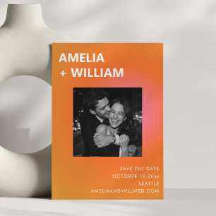 Moderne Sommer Orange Rosa Hochzeitsfotos Save The Date